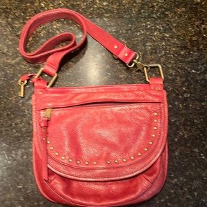 Red Fossil cross body leather bad